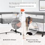 nordmiex 3 in 1 Baby Crib Bedside Crib,Baby Bassinet,Baby Bed Adjustable Portable Bed for Infant/Baby,Khaki - Image 4